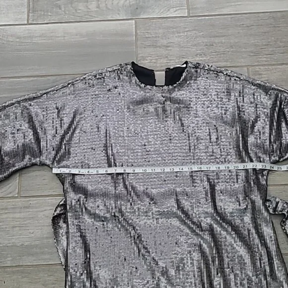 Anine Bing Angie Antique Silver Sequin Mini Dress Women's Cocktail Size XS - Picture 14 of 15